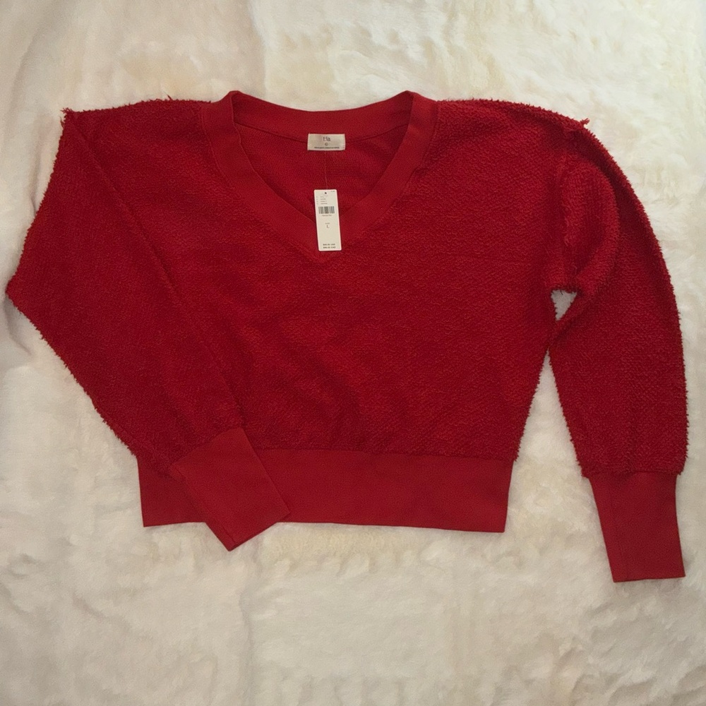 Anthropologie Red V-Neck Sweater
